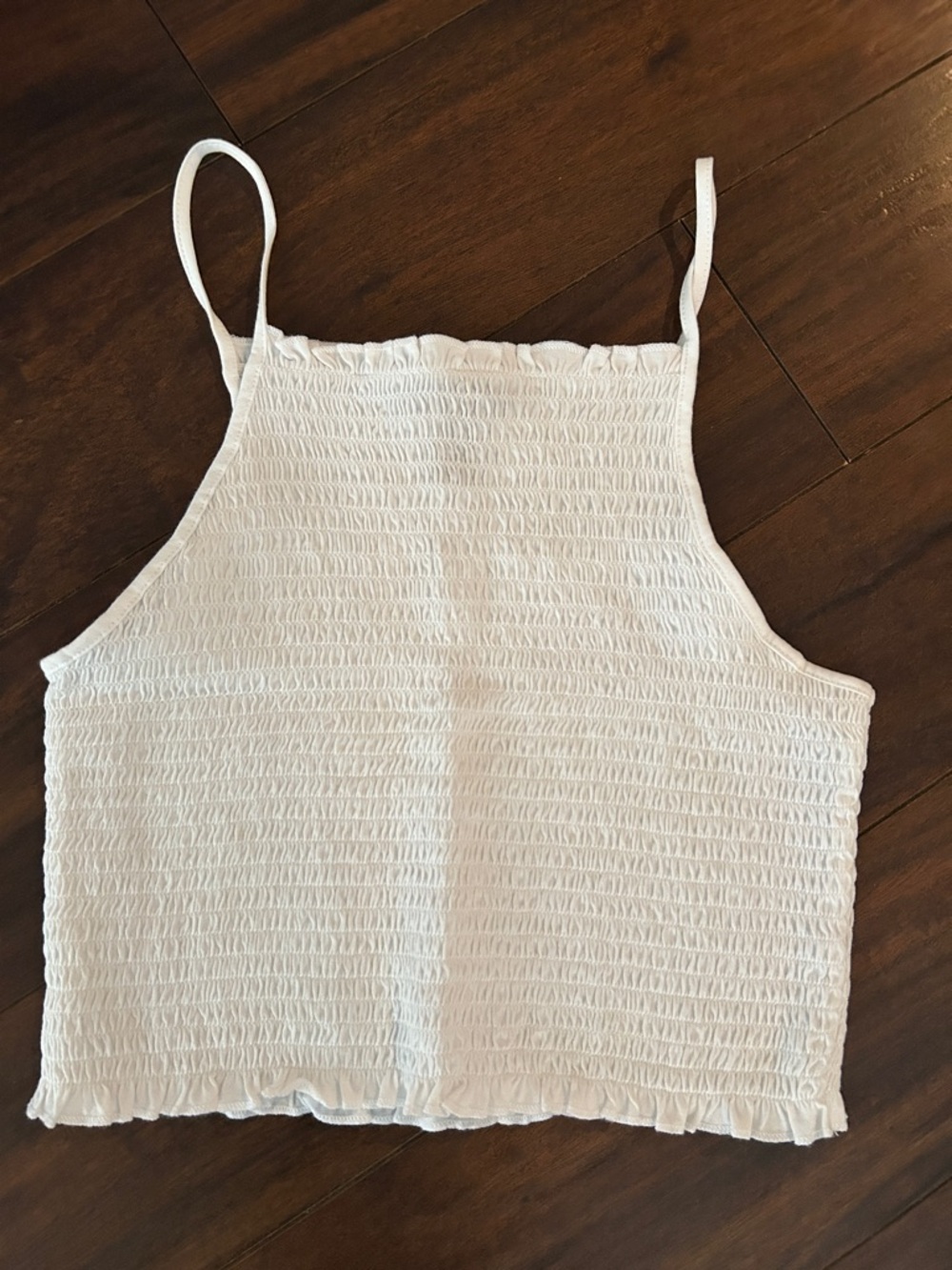 Forever 21 White Smocked Cami with Ruffle Hem (L)